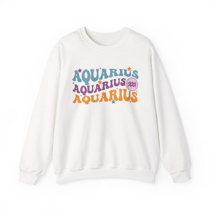 navy sweatshirt with vintage aquarius astrology graphic for birthday gift