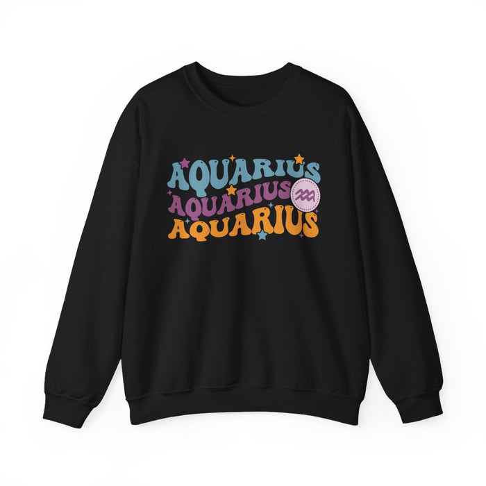 forest green sweatshirt with retro astrology aquarius sign graphic