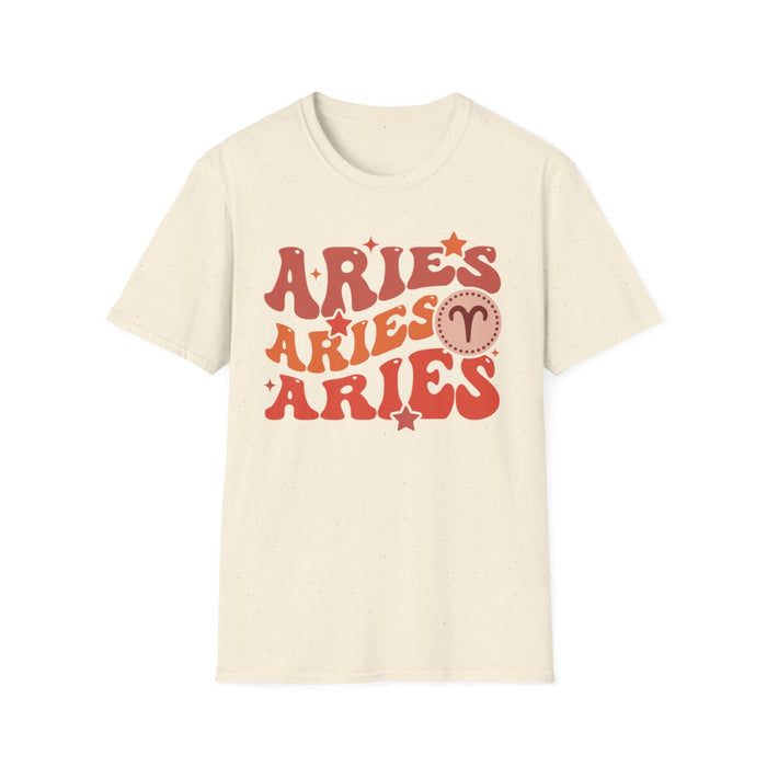 navy t-shirt featuring bold vintage-inspired Aries astrology print