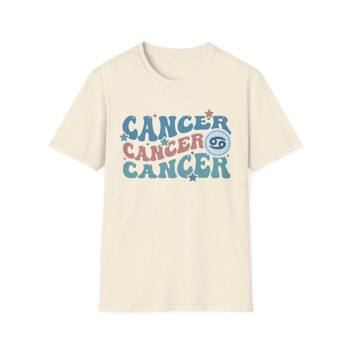 black t-shirt with retro cancer zodiac graphic for astrology fans