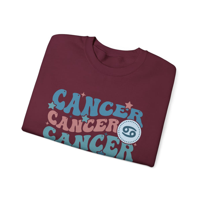 cancer zodiac sweatshirt in multiple colours showing retro vintage print design