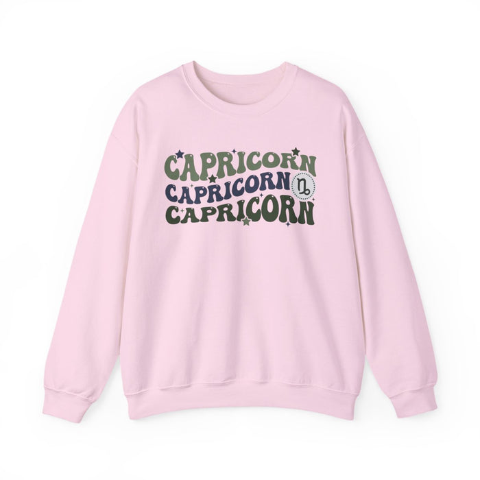 sport grey sweatshirt with earthy Capricorn astrology design for zodiac birthday gift