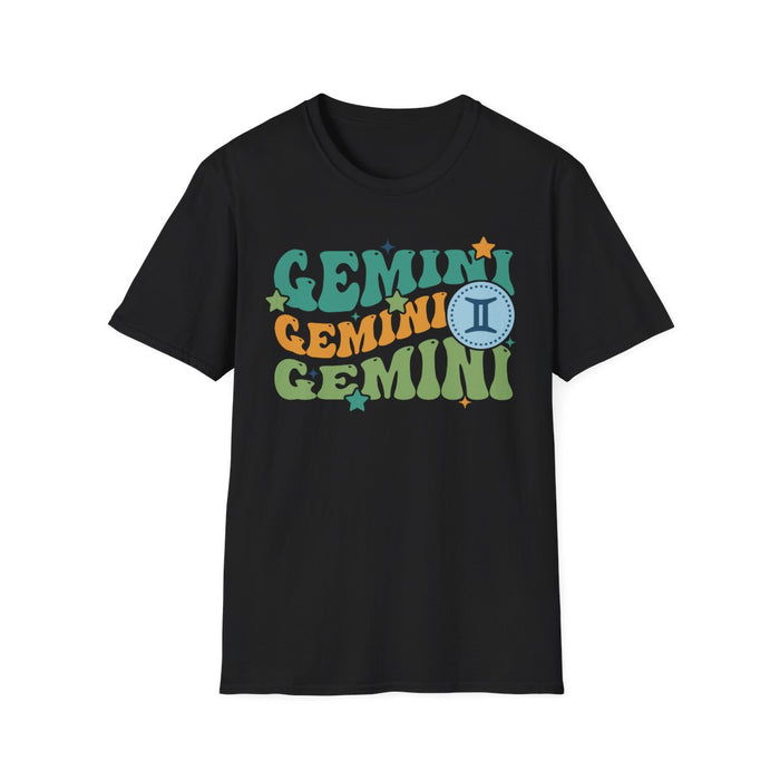 retro gemini zodiac graphic t-shirt flat lay detail view