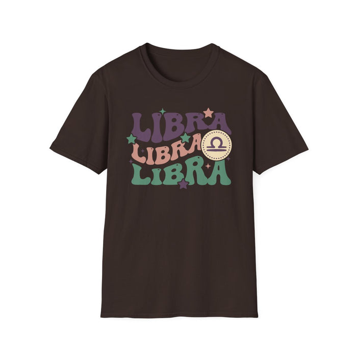 light blue t-shirt front and back with libra zodiac design
