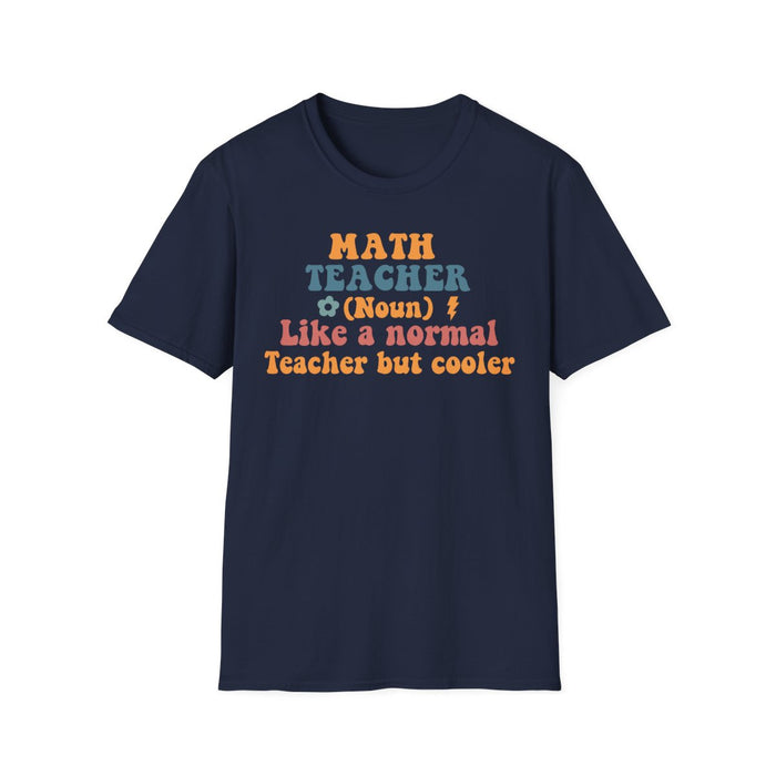 military green t-shirt with playful math educator quote print