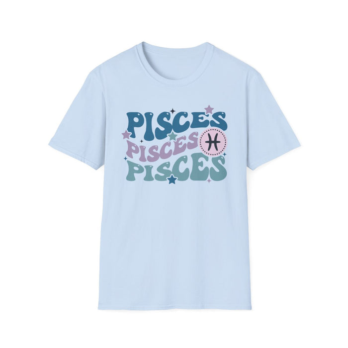 dark chocolate t-shirt with bold retro Pisces zodiac print