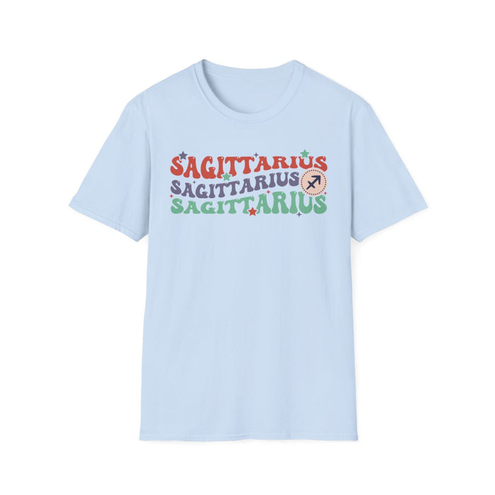 dark chocolate t-shirt with vintage sagittarius astrology graphic