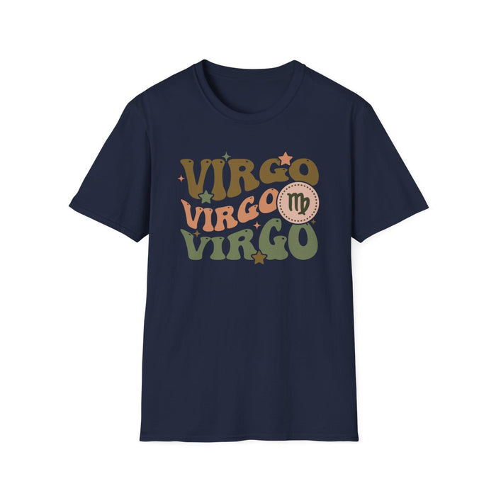 black t-shirt with bold virgo horoscope graphic