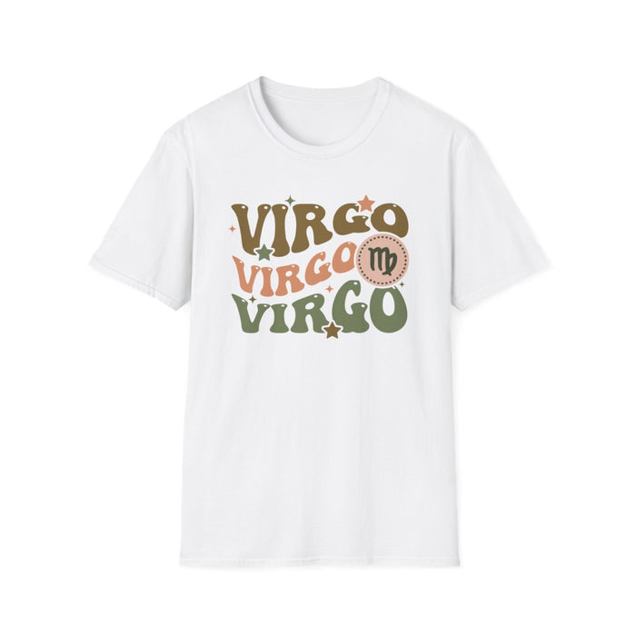 dark chocolate t-shirt with retro virgo zodiac print