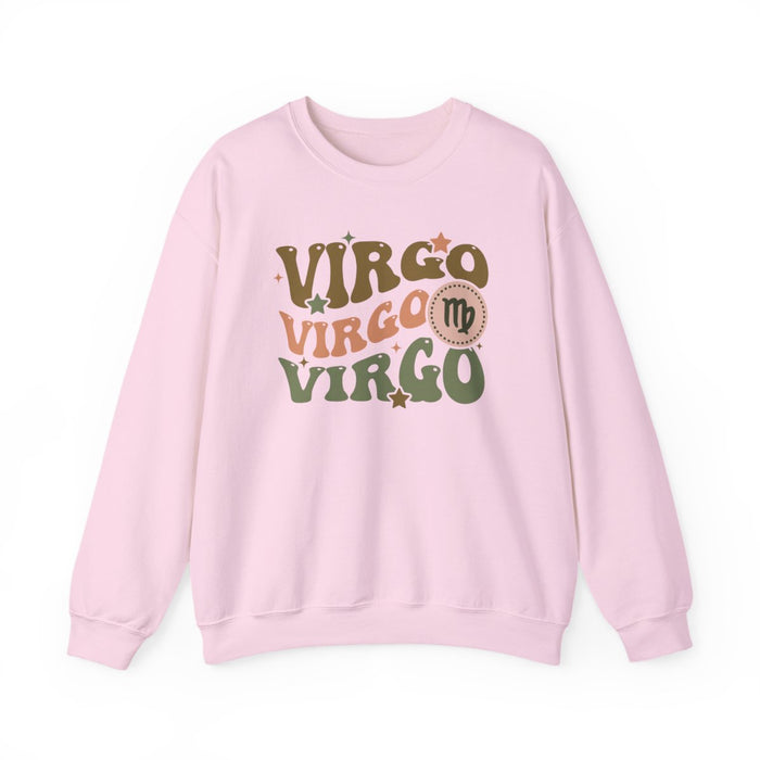 black sweatshirt with retro virgo celestial zodiac design