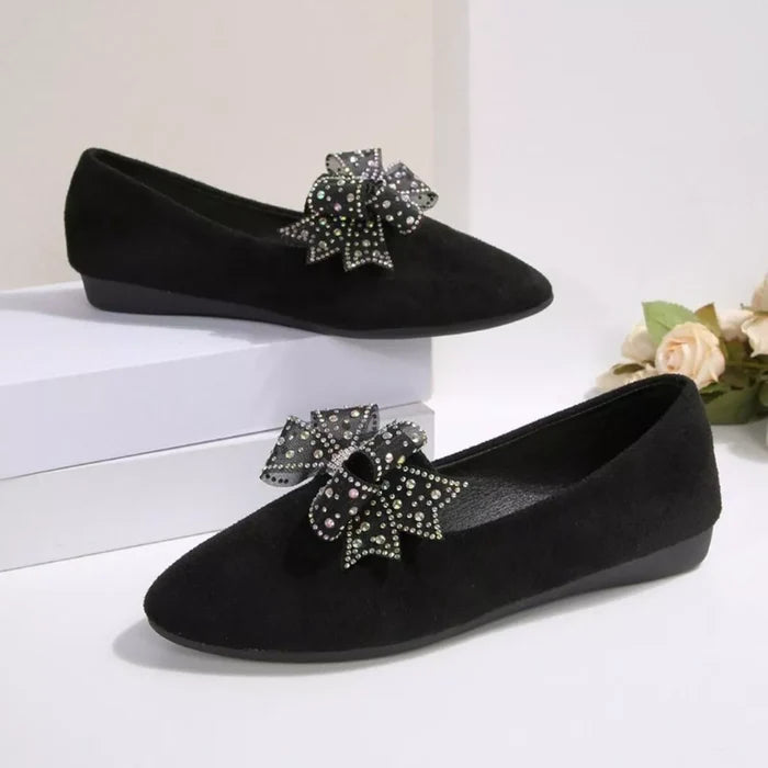 Rhinestone Bow Point Toe Flats