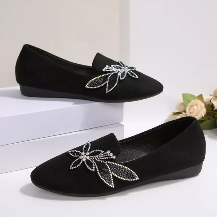 Rhinestone Butterfly Point Toe Flats