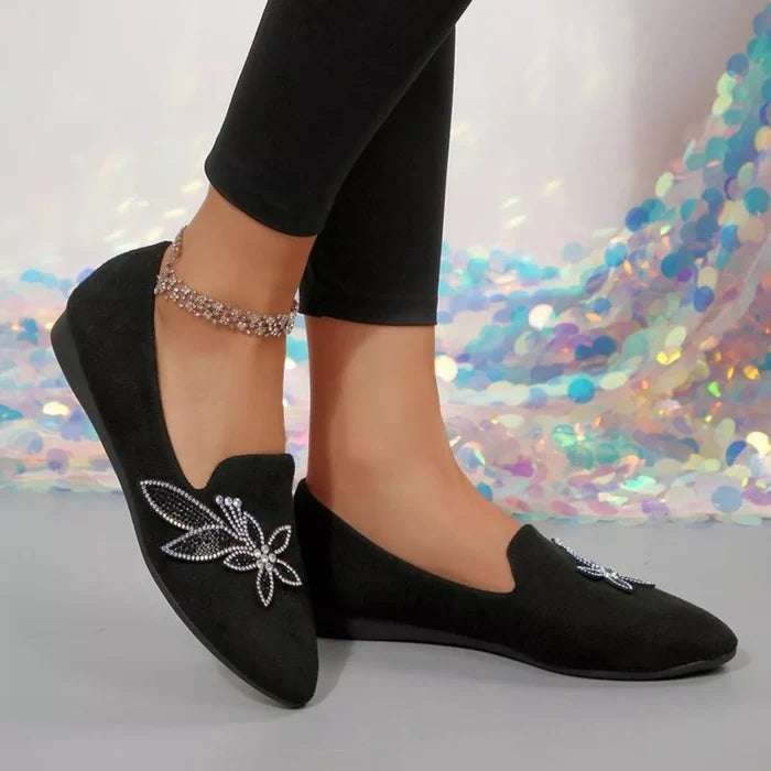 Rhinestone Butterfly Point Toe Flats