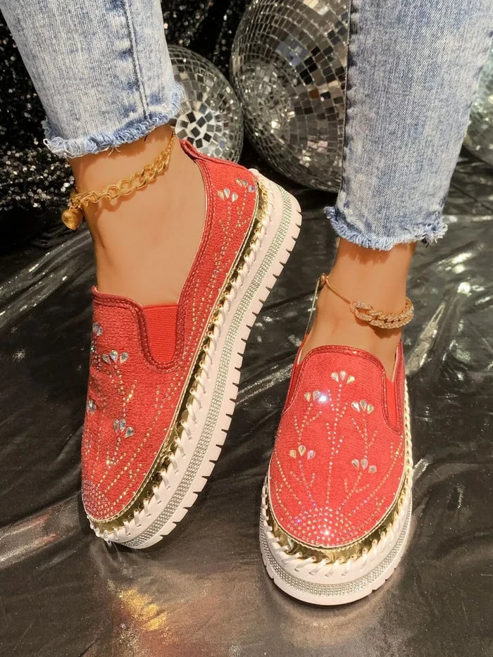 Rhinestone Embellished Platform Loafers