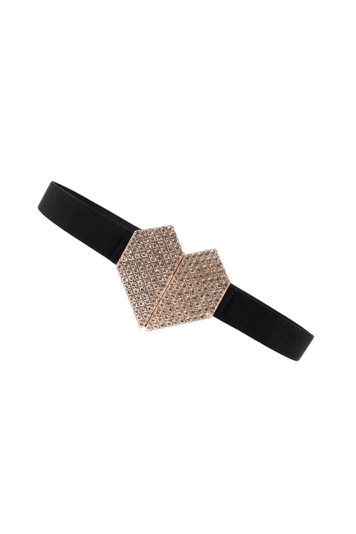 Rhinestone Heart Buckle Elastic Belt