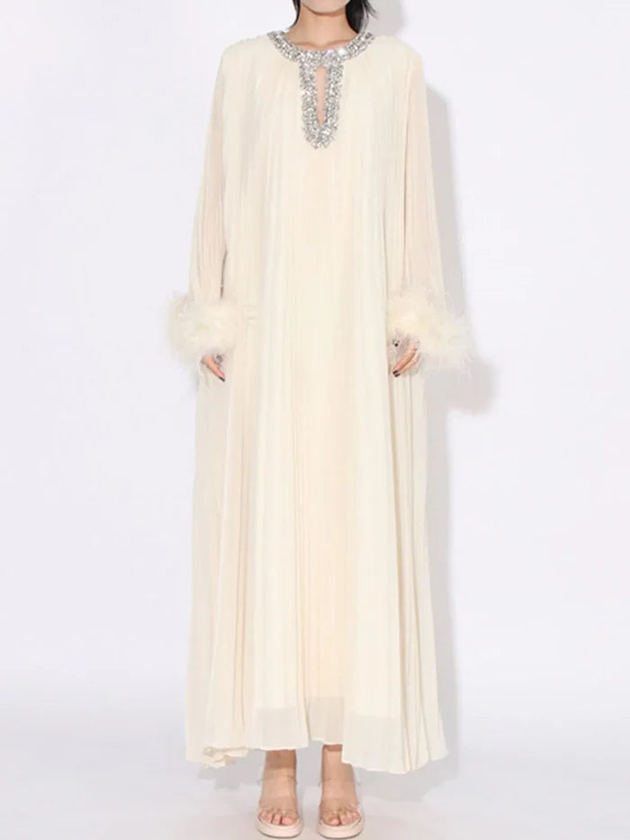 Rhinestone Long Sleeve Maxi Dress