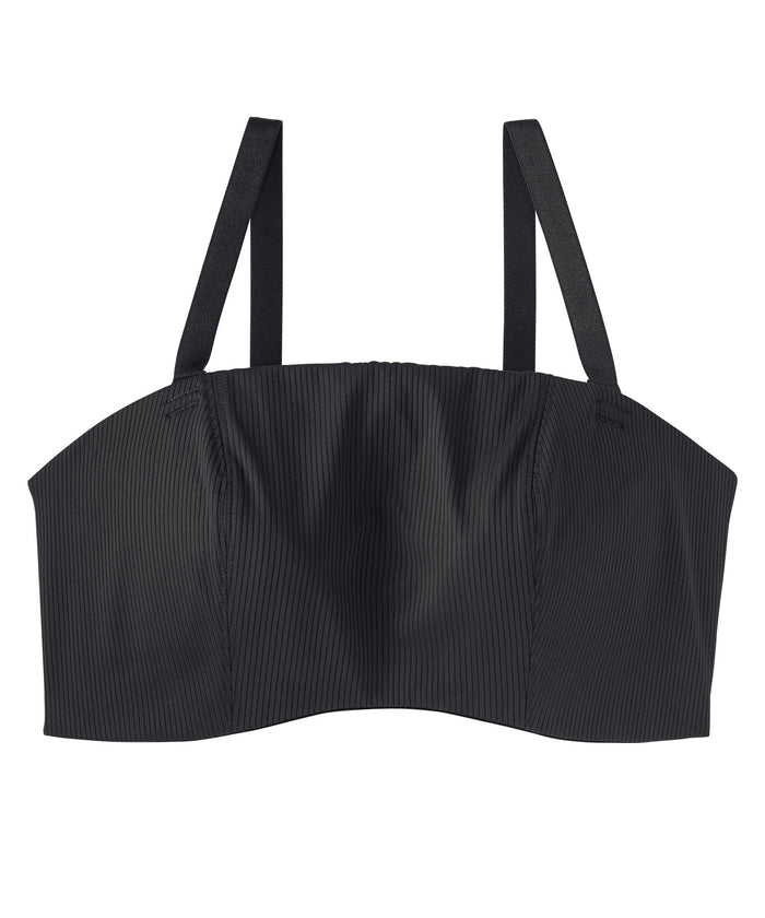 Ribbed 2-Way Cleavage Cover Strapless Side Support Push-Up Bra(F-G-H Cup)