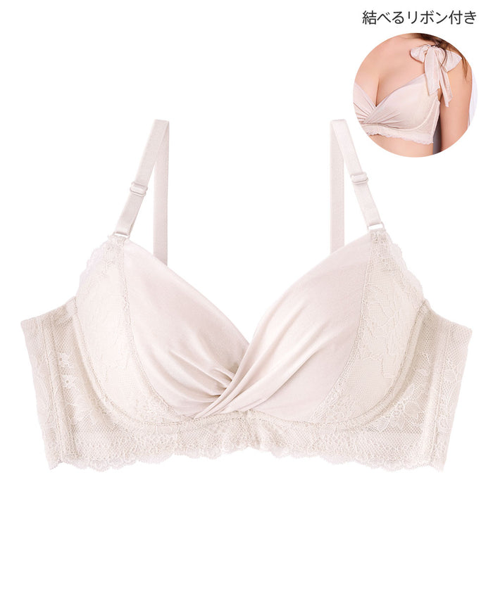 Ribbon Lace Side Support Push-Up Bra