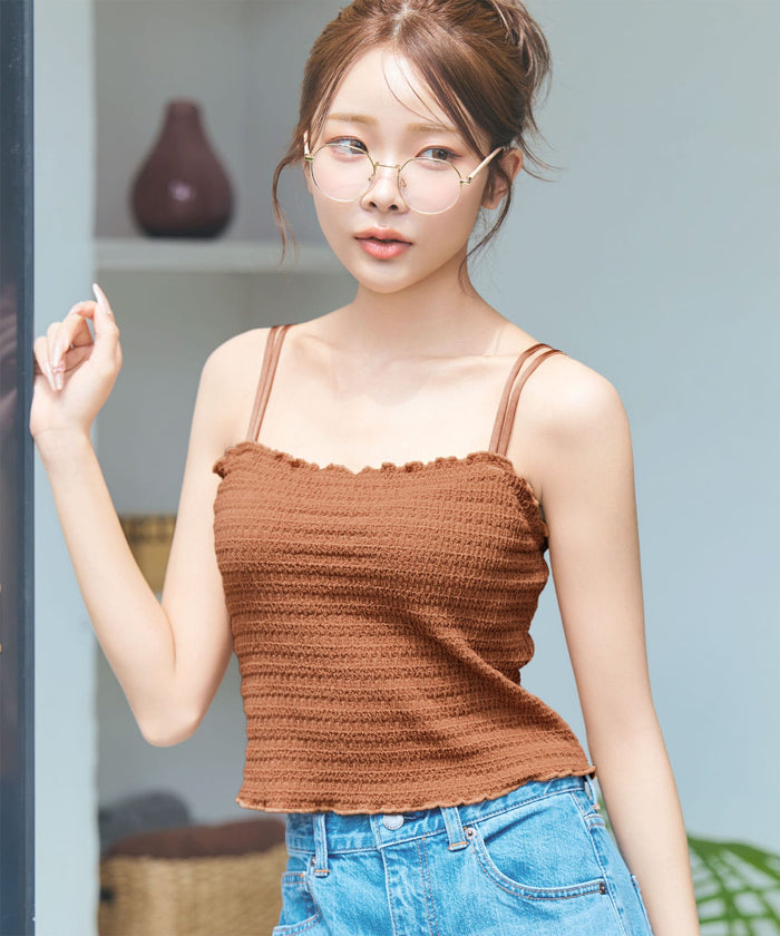 Rich Bust Shirring Built-In Bra Camisole (Underwired)