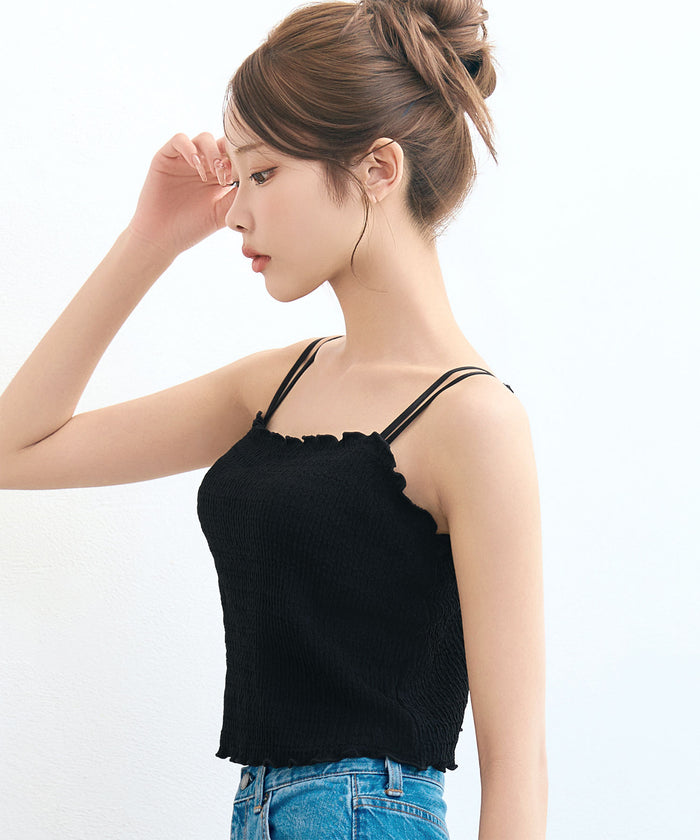 Rich Bust Shirring Built-In Bra Camisole (Underwired)