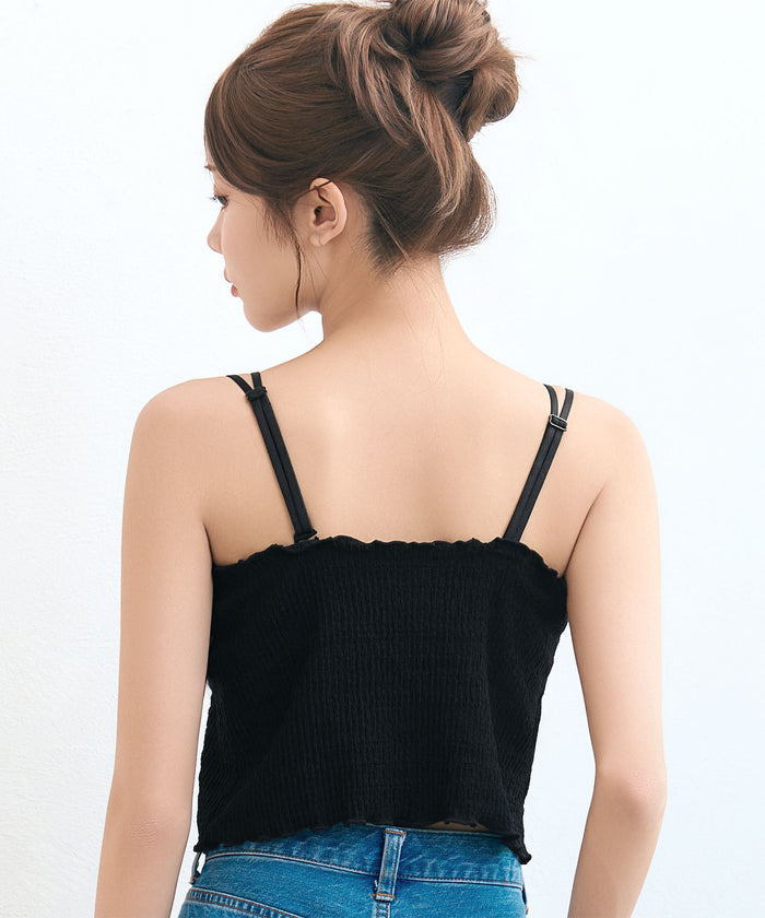 Rich Bust Shirring Built-In Bra Camisole (Underwired)