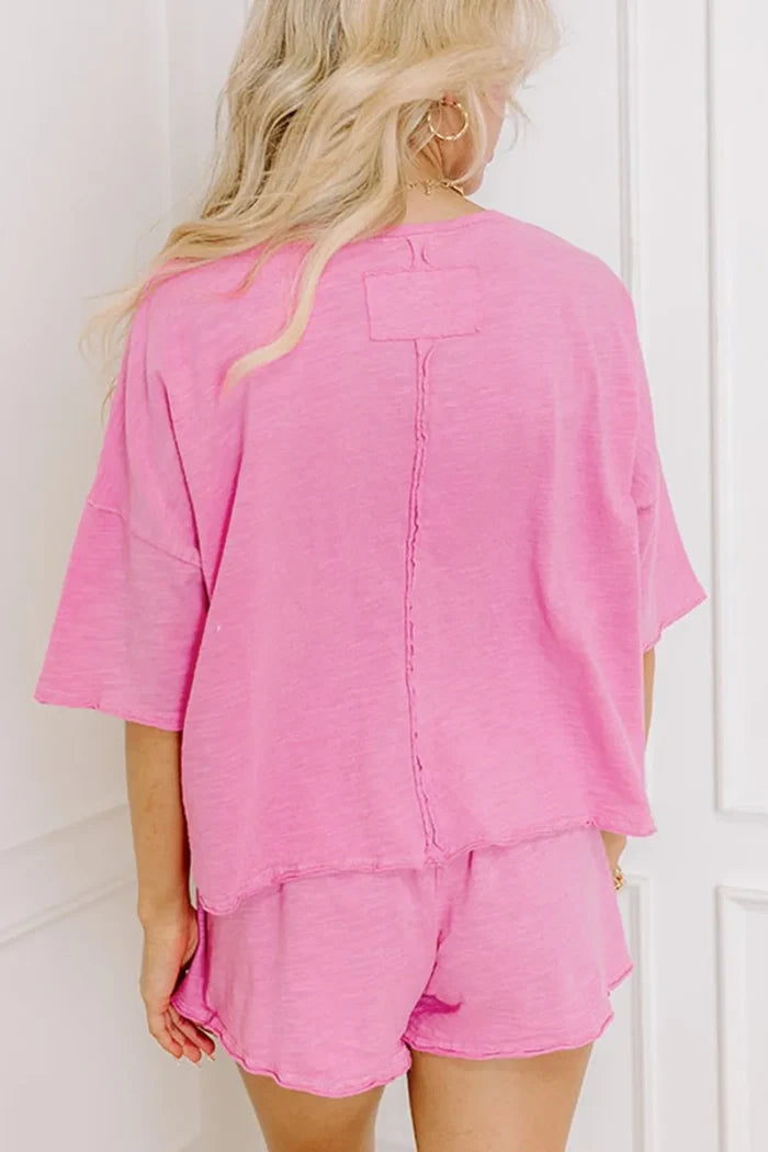 Round Neck Half Sleeve Top and Shorts Set