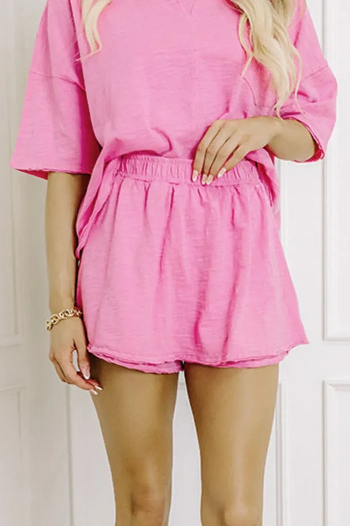 Round Neck Half Sleeve Top and Shorts Set