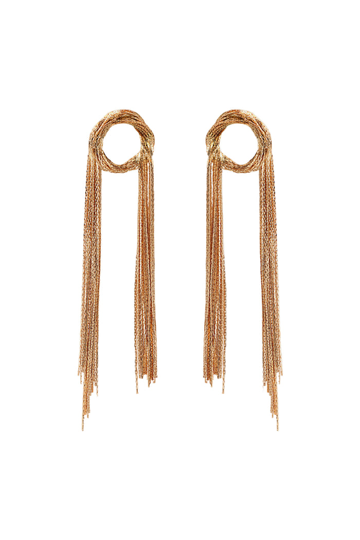 Round Shape Fringed Copper Earrings