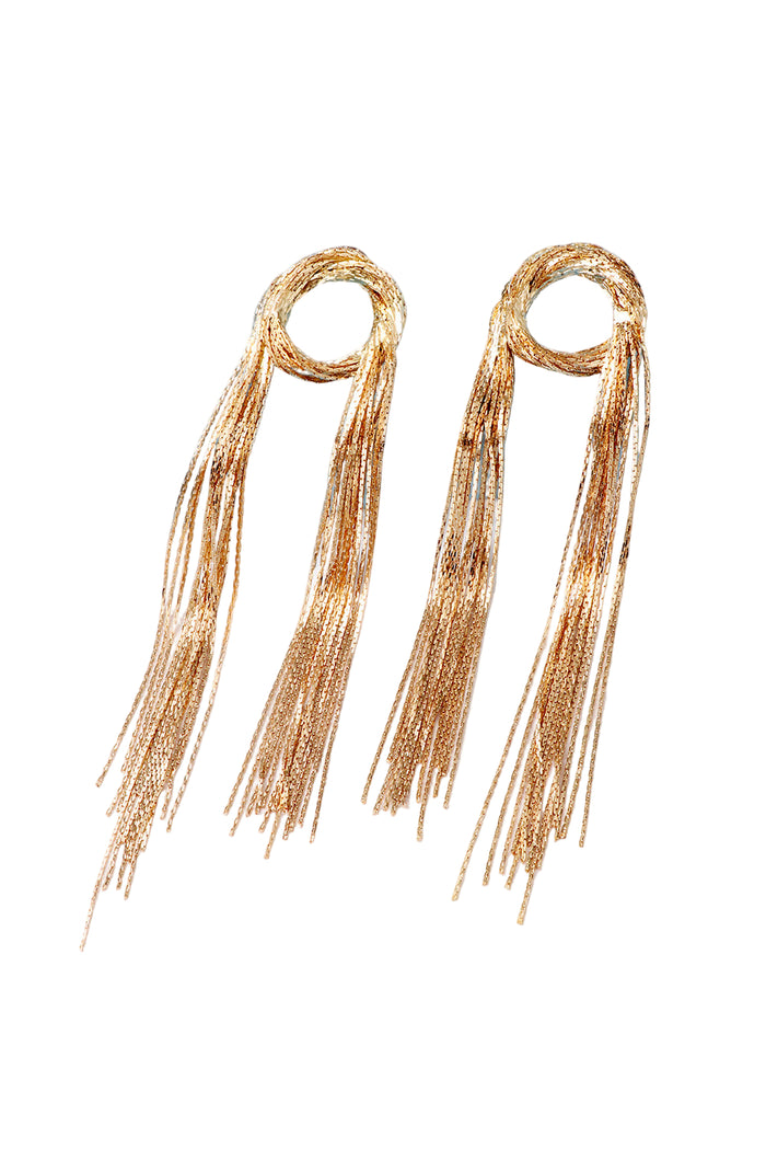 Round Shape Fringed Copper Earrings