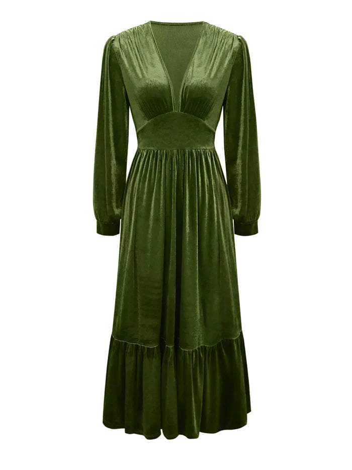 Ruffled Hem Long Sleeve Dress