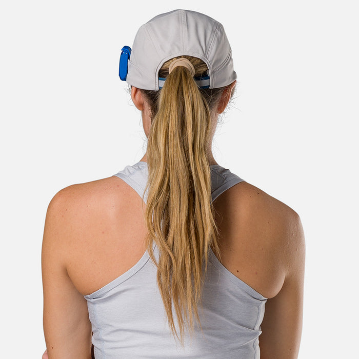 color:Vapor Grey/Sailor Blue||seo:Nathan Run Cool Stash Hat - Vapor Grey/Sailor Blue - On Model - Back View
