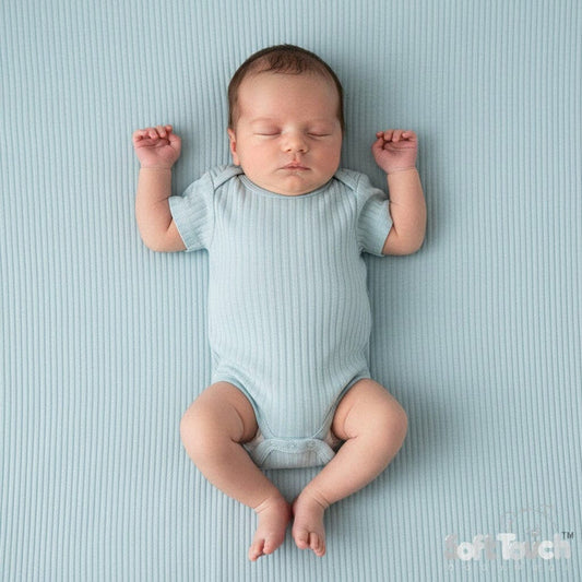 Sage Green Ribbed Capped Sleeved Bodysuit - 100% Cotton Sleepsuit / Babygrow Soft Touch