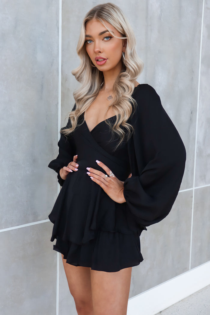 Sarah Playsuit - Black - Runway Goddess