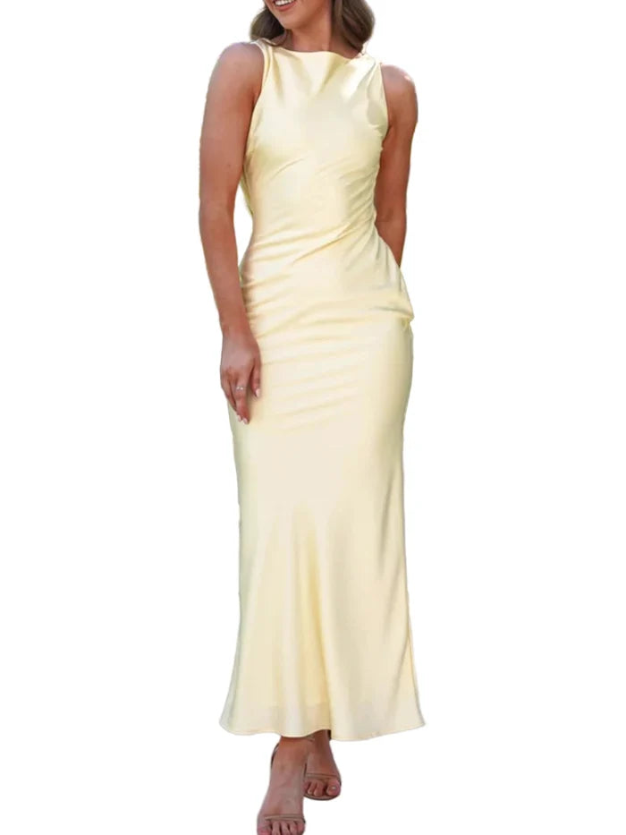 Satin Sleeveless Maxi Dress