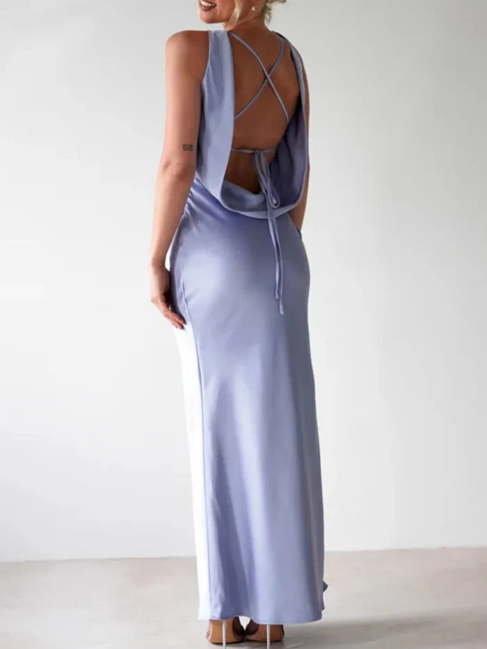 Satin Sleeveless Maxi Dress