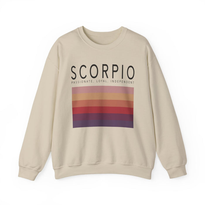 sport grey sweatshirt with bold scorpio astrology graphic and stripes