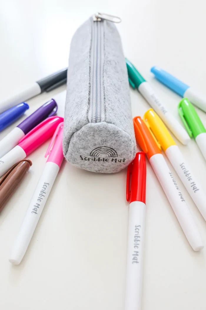 Scribble Mat 12 Pens & Felt Pencil Case