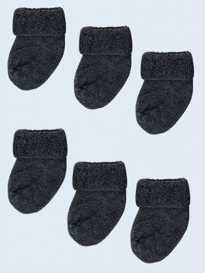 Set of Three Pairs Charcoal Stay-on Towelling Premature Baby Socks Socks Little Mouse Baby Clothing & Gifts