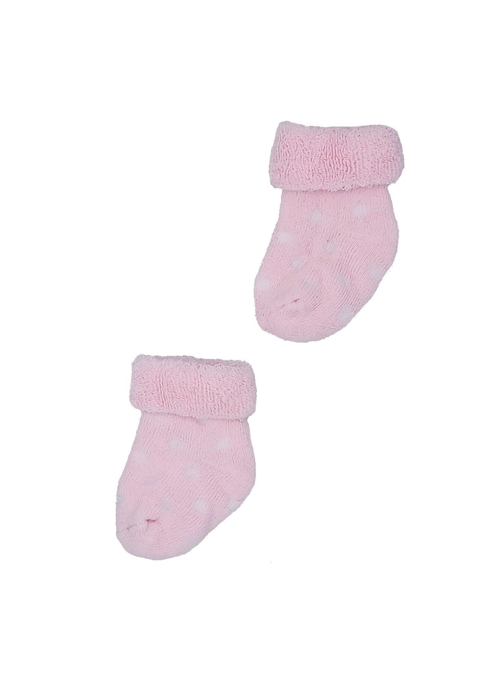 Set of three pairs of socks: Pink With White Spots Stay-on Towelling Premature Baby Socks Socks Little Mouse Baby Clothing & Gifts