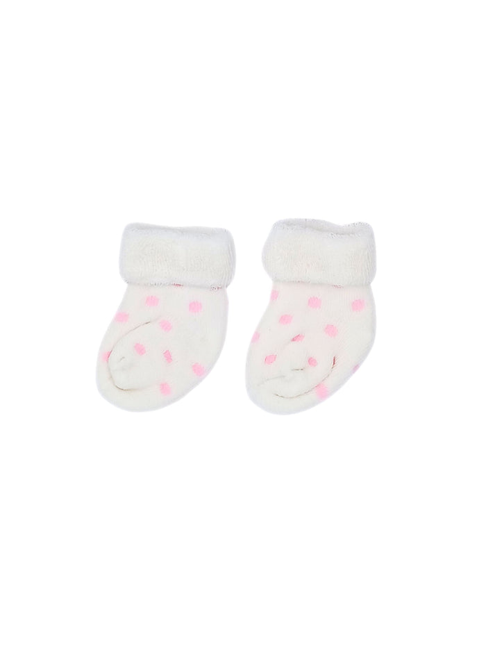 White With Pink Spots Stay-on Towelling Premature Baby Socks Little Mouse Baby Clothing & Gifts