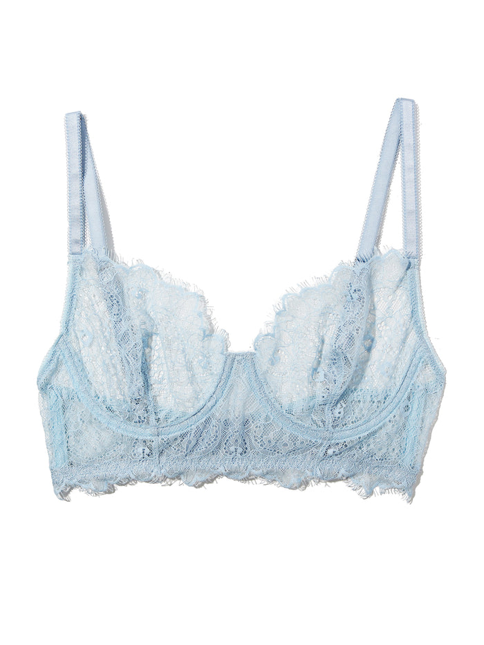 Sheer Seduction Underwire Bra Touch The Sky Blue - Flat Lay, sky blue sheer lace bra | Hanky Panky