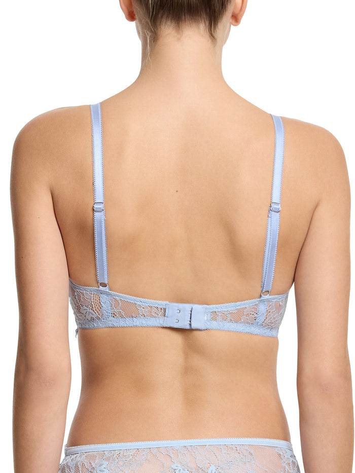 Sheer Seduction Underwire Bra Touch The Sky Blue - Back View, satin adjustable straps and lace band | Hanky Panky