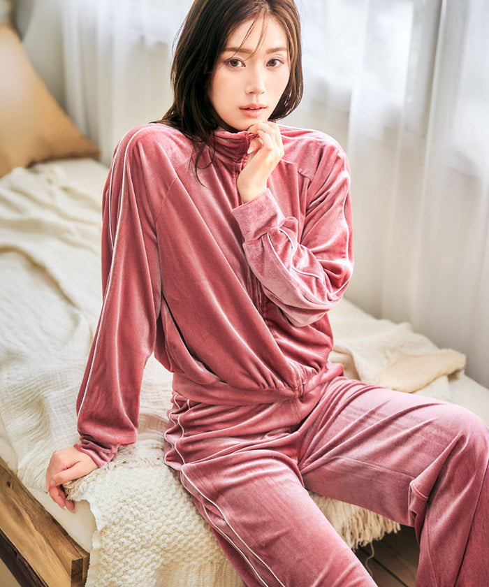 Shiny Velour Long Sleeve Top and Bottom Set
