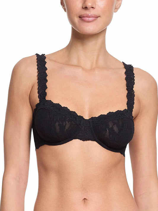 Signature Lace® Black Balconette Bra - Front View On Model | Hanky Panky