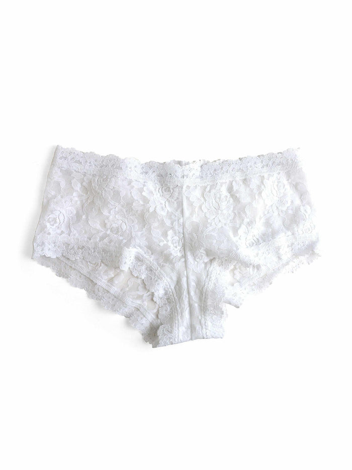 White Signature Lace® Boyshort - Front Flat Lay | Hanky Panky