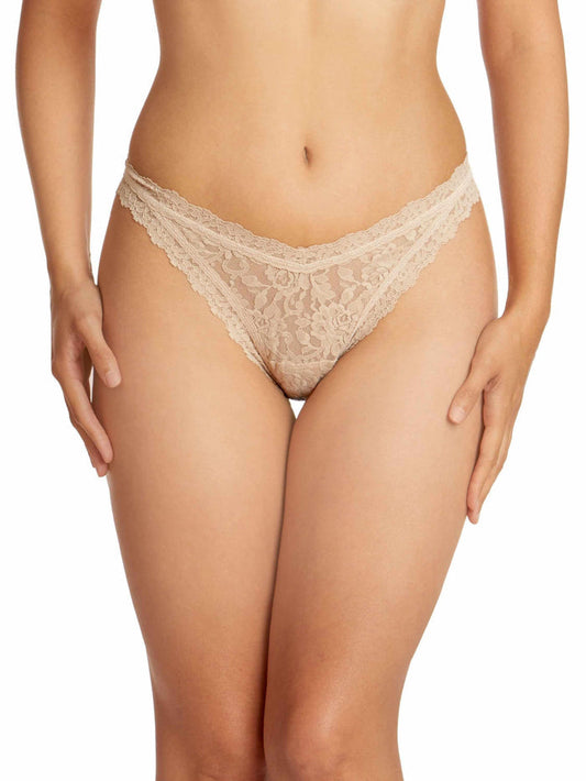 Chai Signature Lace® Tanga - Front View On Model, High-Cut Lace Panty | Hanky Panky