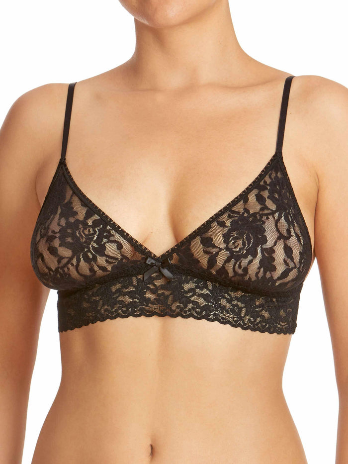 Black Signature Lace® Triangle Bralette - Front On-Model View | Hanky Panky