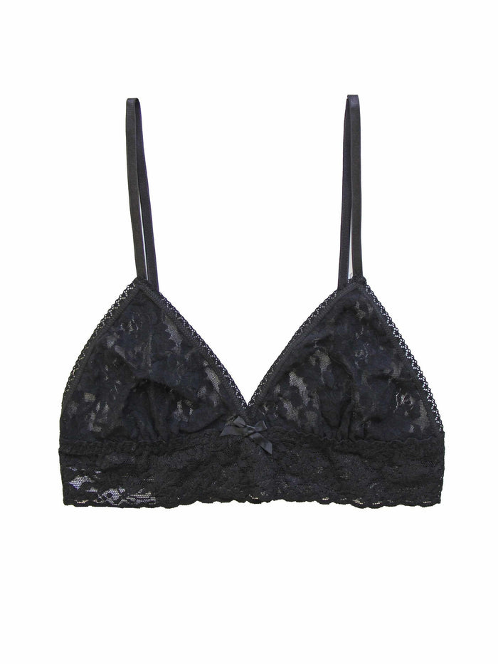 Black Signature Lace® Triangle Bralette with Satin Bow - Flat Lay | Hanky Panky