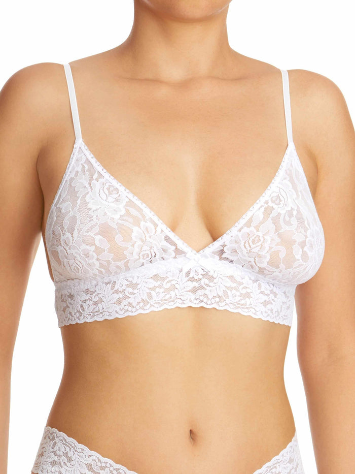 White Signature Lace® Triangle Bralette - Front On-Model View | Hanky Panky