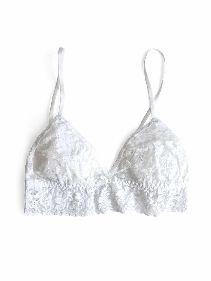White Signature Lace® Triangle Bralette with Center Bow - Flat Lay Detail | Hanky Panky
